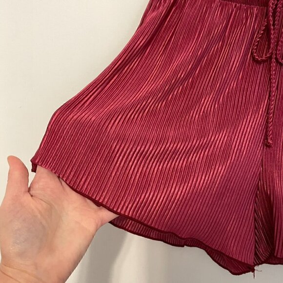 FASHION NOVA Julia Plisse Short Set Mauve Berry Satin Shiny Pull On SHORTS ONLY! - Picture 6 of 12